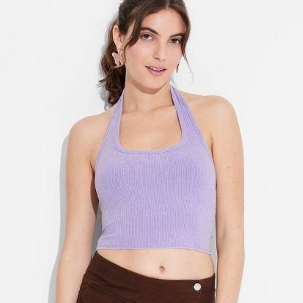 Women's Ribbed Halter Top - Wild Fable lilac Purple Small